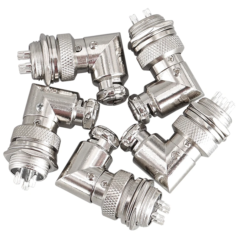 5 Pcs GX16 2-9 Pin Elbow Aviation Connector Right-Angle Plug & Socket for Industrial Equipment Wiring & Signal Transmission