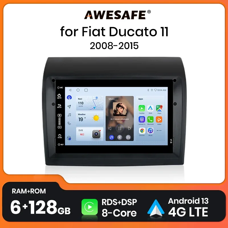 AWESAFE Android 13 Auto Radio for Fiat Ducato 2008-2015 for Citroen Jumper Peugeot Boxer 2012-2015 Wireless CarPlay Multimedia S