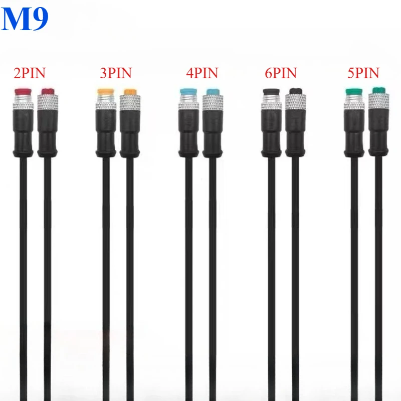 1set  M9 2 3 4 5 6 Pin DC Electric Bicycle Butt Joint Plug waterproof female male Connector Wiring Scooter Brake Cable 20CM
