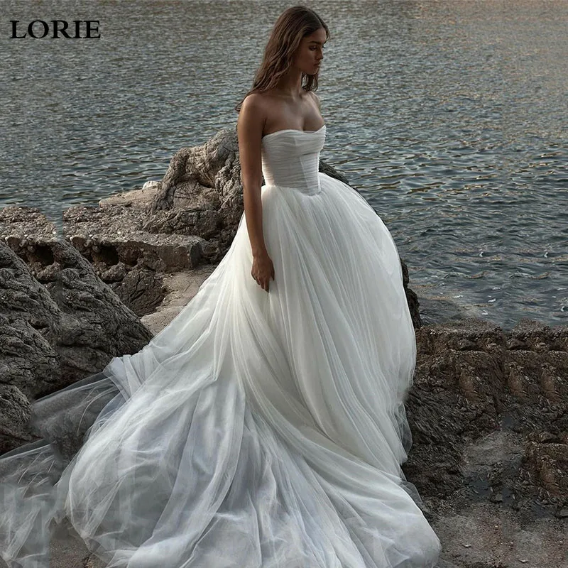 

LORIE Beach Wedding Dresses A Line Strapless Tulle Bride Gowns Vestido de novia Sweetheart Neck Corset Bridal Dress 2024