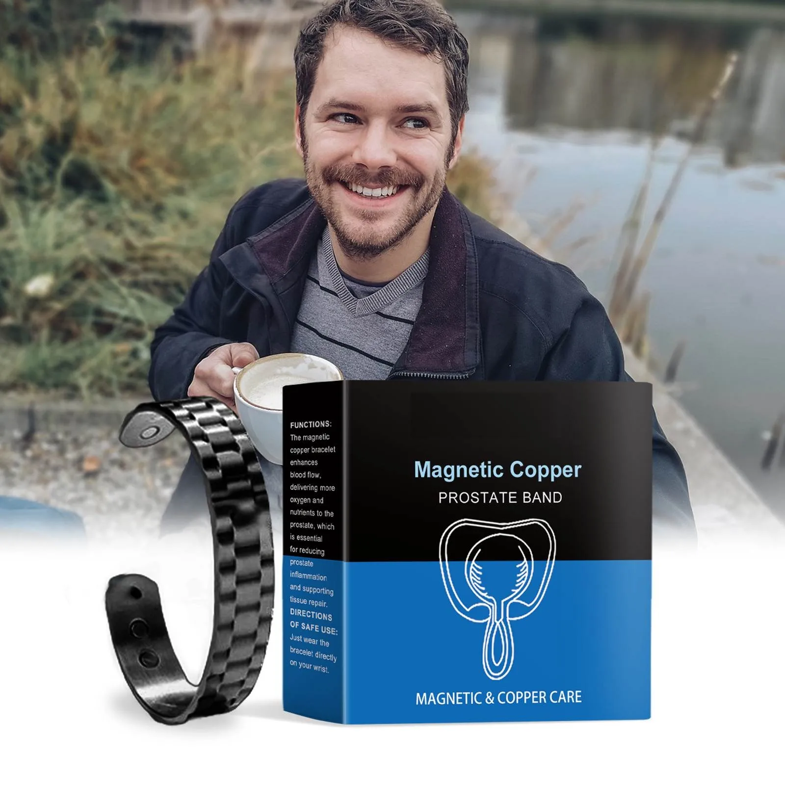 Magnetic Copper Prostate Strap Band Improves Blood Circulation Men'S Fashion Bracelet Relieves Prostate（1pc）Party Favors