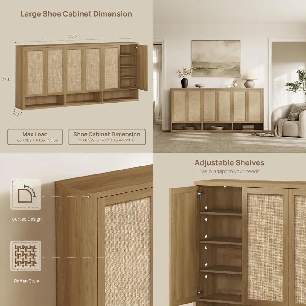 

Rattan Shoe Storage Cabinet - ular Shoe Cabiwith Door Tall Large Shoe Cabinet Storage or Entryway - 96.8" Wide ular Cabinet or H