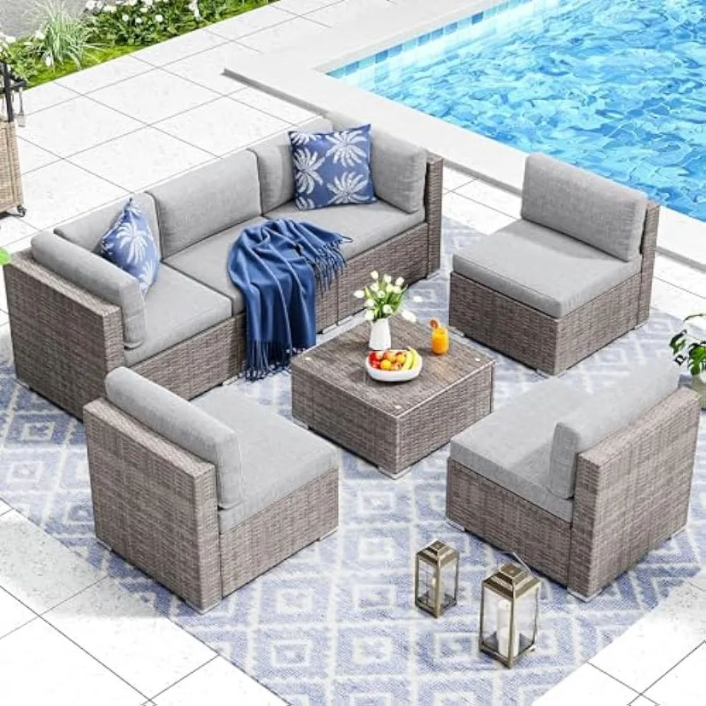 

Outdoor Sofa Sets, Sectional Sofa PE Rattan Wicker Conversation Set Outside Couch W/Table and Cushions,Outdoors Garden SofasSets