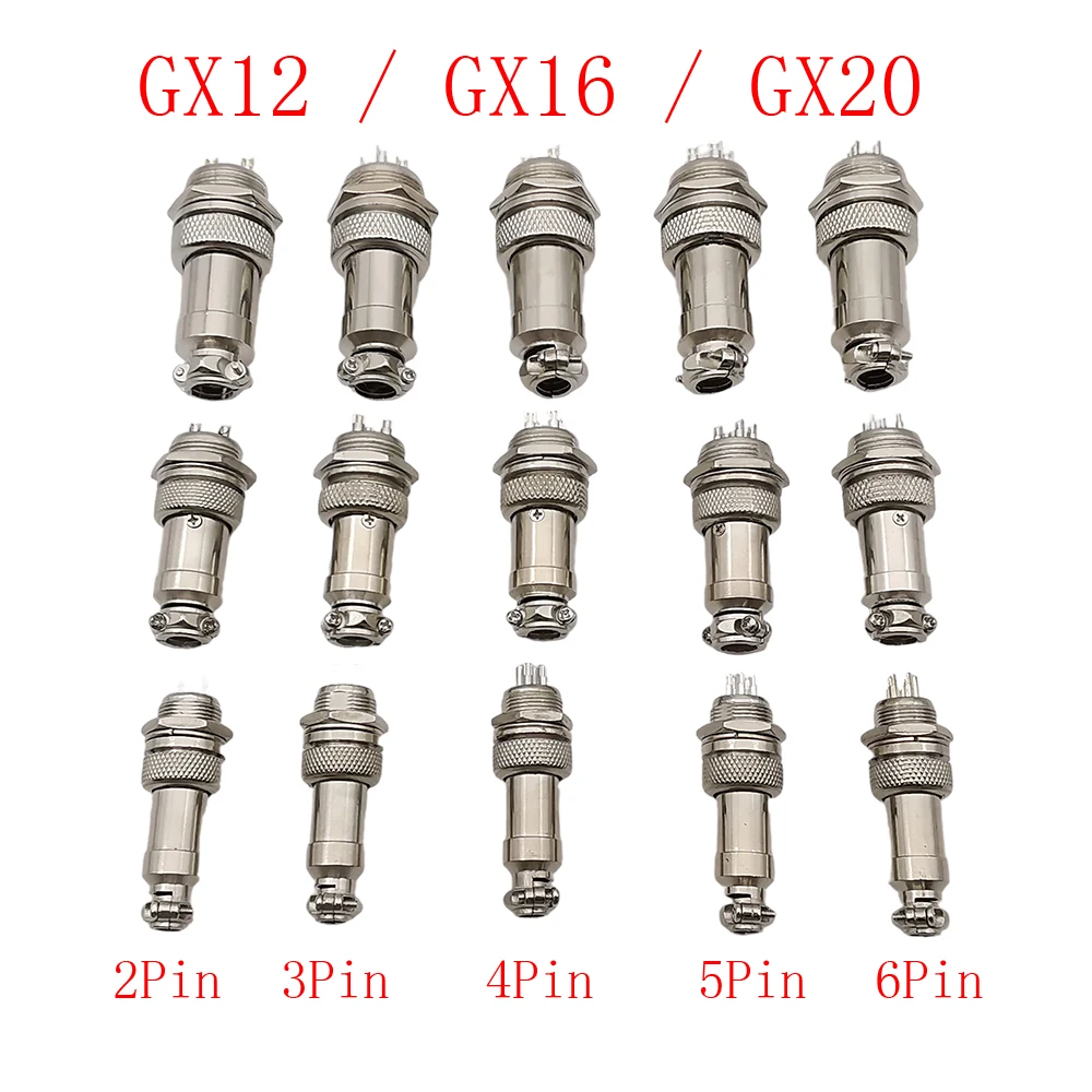 10Pcs GX12 GX16 GX20 2/3/4/5/6 Pins Docking Aviation Plug Male Female Socket Connector Panel Metal Mount Circular Soldering Type