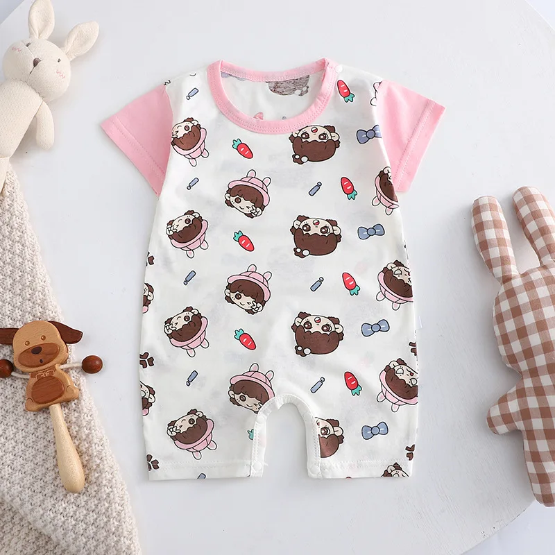 Baby Clothes Bodysuit for Newborn Infant Jumpsuit Boys Girls Letter Print Short Sleeves Romper Toddler Onesies 0 to 12 Months