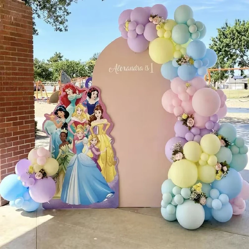 115Pcs Disney Cartoon Princess Theme Balloons Garland Arch Kit Birthday Party Supplies Decorations for Girls