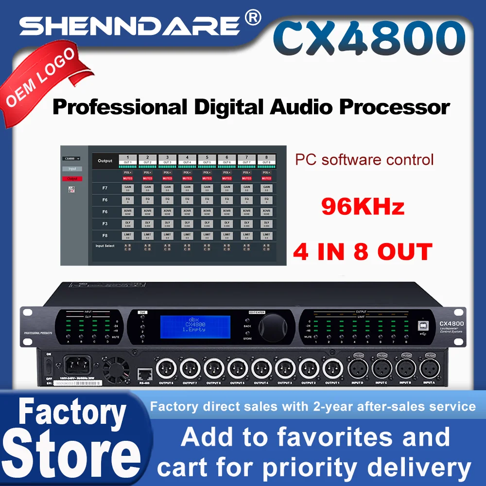 

Профессиональный аудиопроцессор CX4800 с 4 входами и 8 выходами, системой управления динамиками, 32-битным DSP-процессором, 96 кГц сэмплированием, компрессором-лимитером, многофункциональными фильтрами для DJ-студии ка