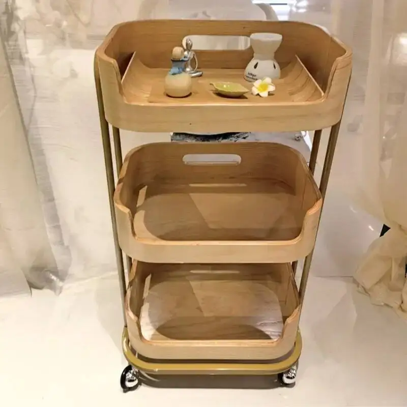 سيارة مساعدة صالون تجميل الأثاث عربة تصفيف الشعر عربة التجميل مساعد المتصيدون عجلات لوحة سميكة تصميم بسيط #1