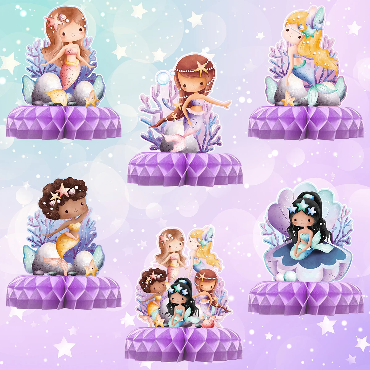 Little Mermaid Honeycomb Desktop Mermaid Birthday Party Decor Kids Girl Baby Shower forniture per feste di matrimonio Under The Sea Party