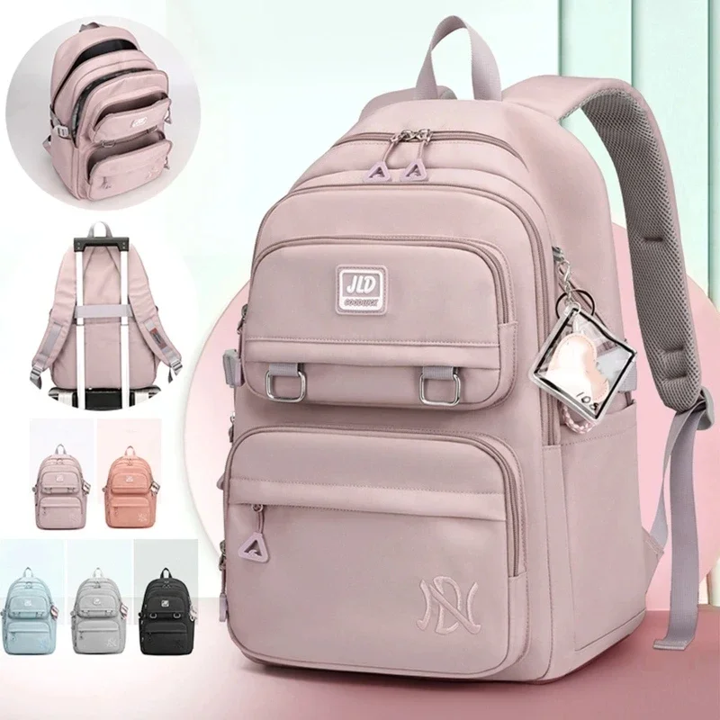 2024 NEW Multi Pocket Nylon Backpack Travel Rucksack Cute Casual Daypack School Bag for Women Student Teenagers Large Capacity