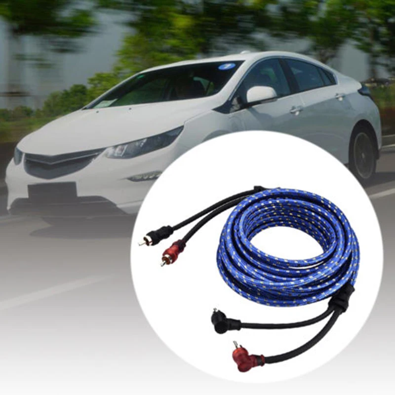 Новый 5 м 2 Rca до 2 Rca вилка автомобильный стерео аудио кабель усилитель плетеный инструмент