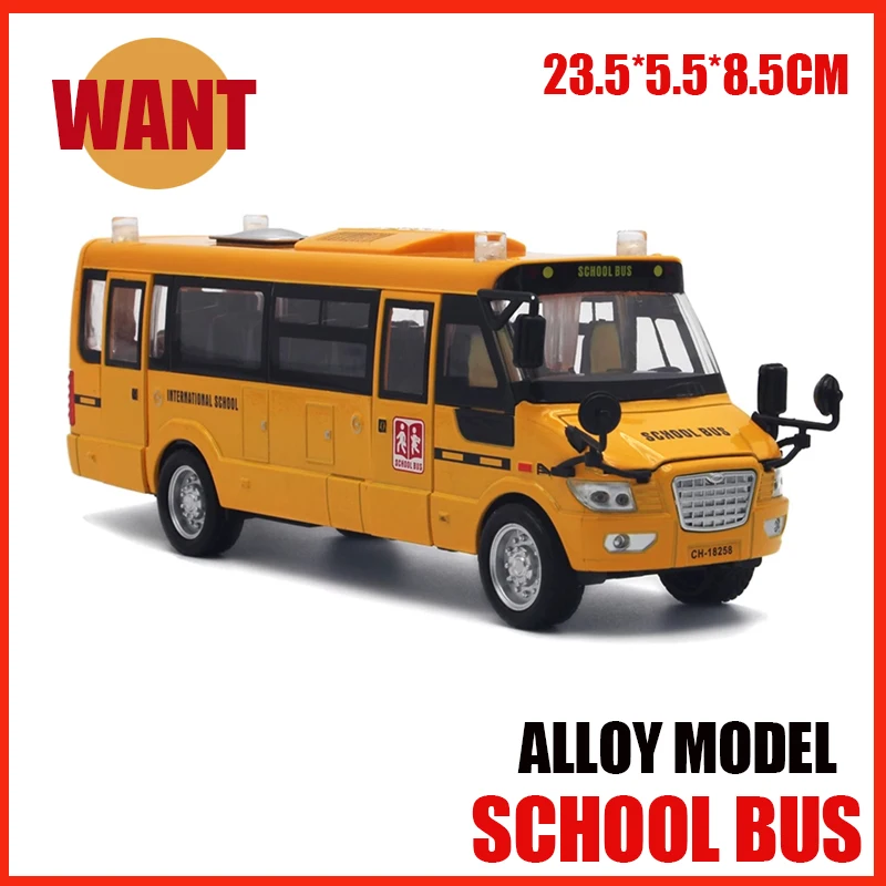 

Children School Bus High Precision Alloy Model Diecast Metal Material Simulation Sound Light Pull Back Kid Gifts Hobby Collectio