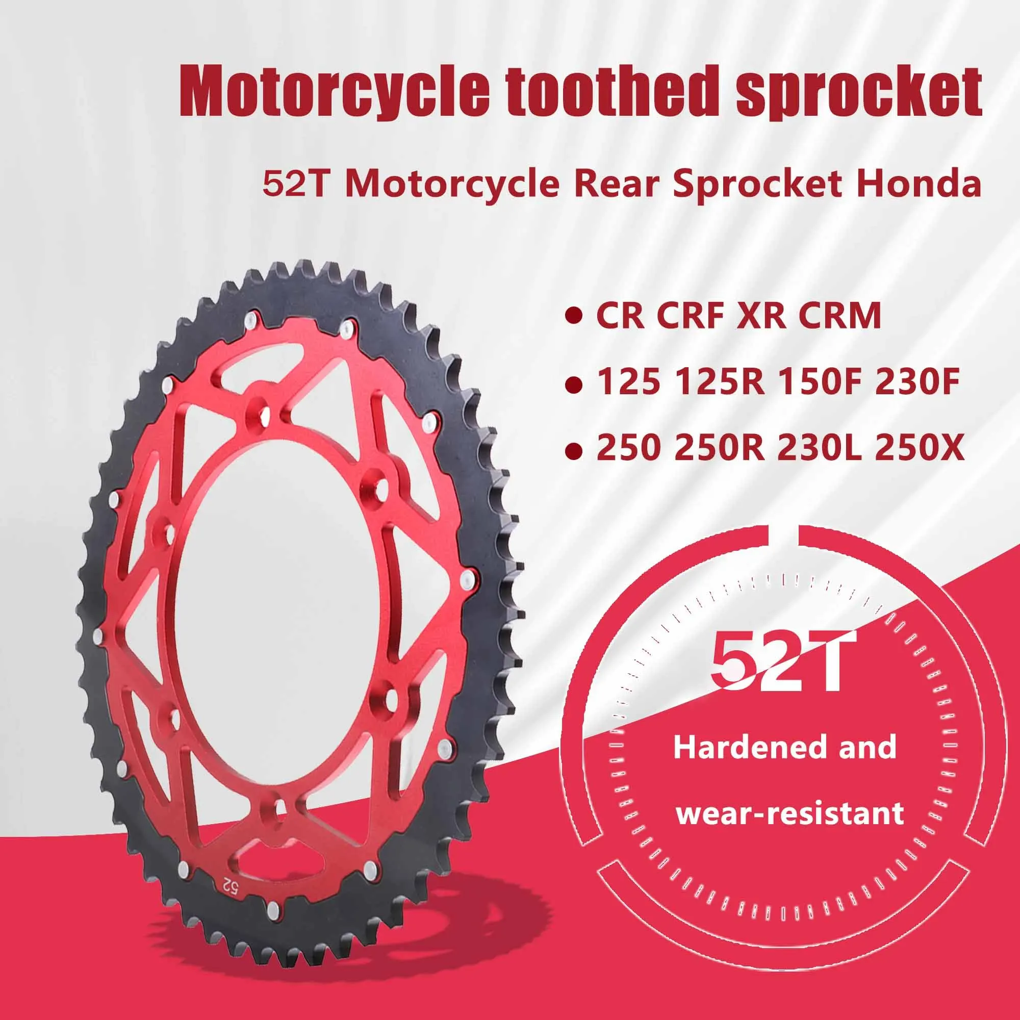 

52T Motorcycle Rear Chain Sprocket For HONDA CR CR CRF XR CRM 125 125R 150F 230F 250 250R 230L 250X