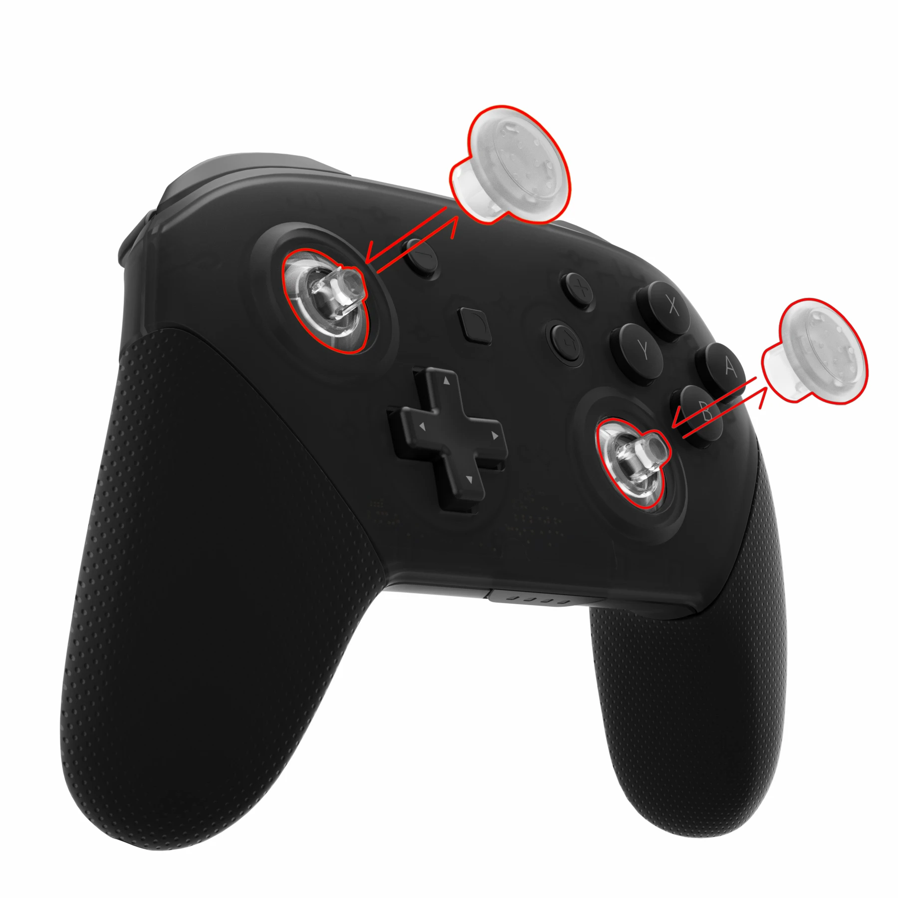 eXtremeRate Thumbsticks ergonomiques interchangeables pour contrôleur NS Switch Pro avec Joystick réglable à 3 poignées