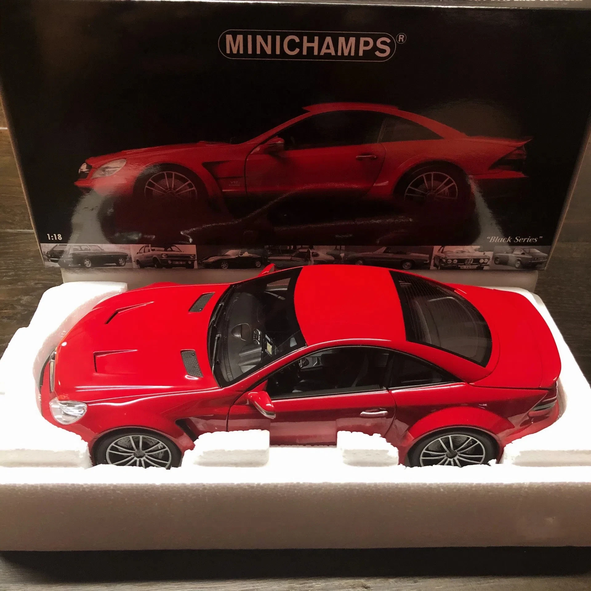 Minichamps 1:18 SL65 V12 Black Series Simulation Limited Edition All Open Alloy Metal Static Car Model Toy Gift