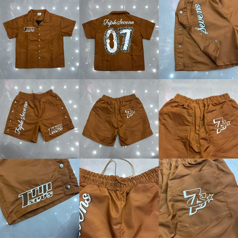 

High Quality American Style TRIPLE SEVENS Shorts Heavy Fabric Embroidered Decorations Pants