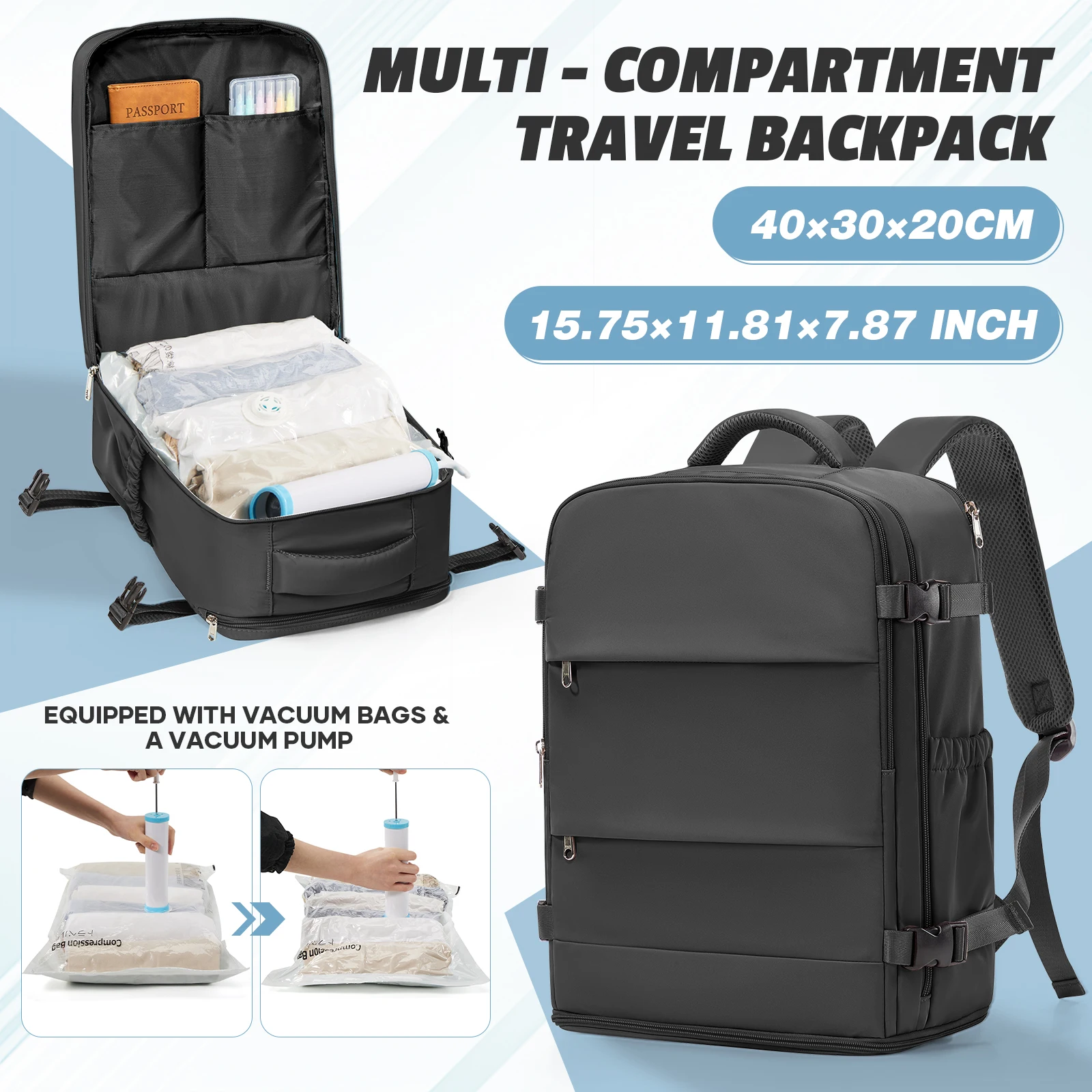 

Вакуумный мешок для хранения, дорожный рюкзак Ryanair 40x30x20, рюкзак, одобренный для авиаперелетов Wizzair, ручная кладь, рюкзак для мужчин и женщин