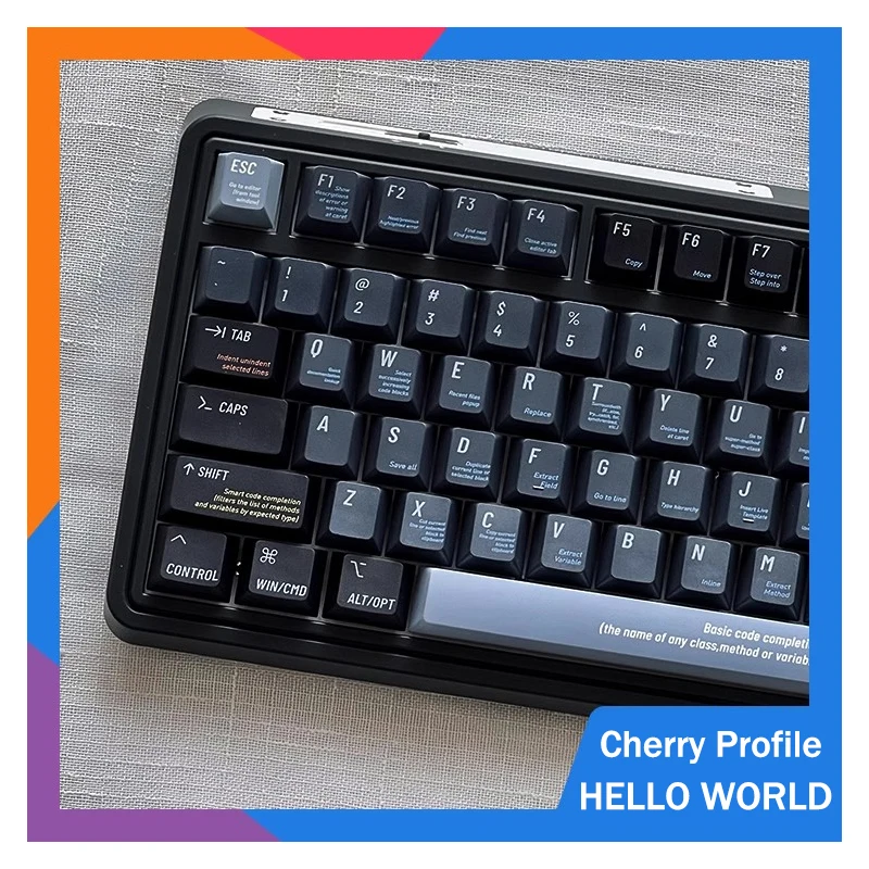 PBT Programmer Keycaps Set Hello World Cherry Profile Dye Sublimation Keycap For MX Switch Mechanical Keyboard GK61 68 75