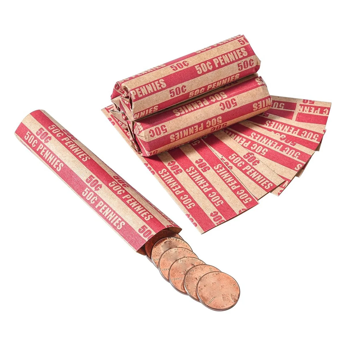 CYL-Penny Coin Wrappers Penny Sleeves Flat Penny Rolls Wrappers 100PCS