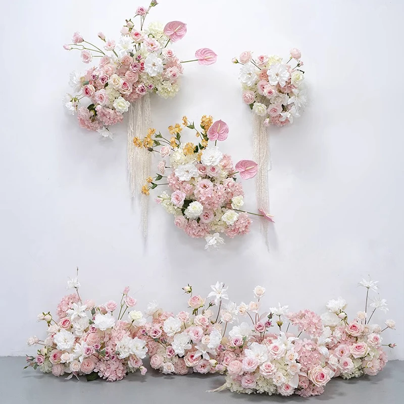 

Finished proposal ceremony wedding decoration wall hanging floral set Wedding broadcast background KT board layout fake flowers