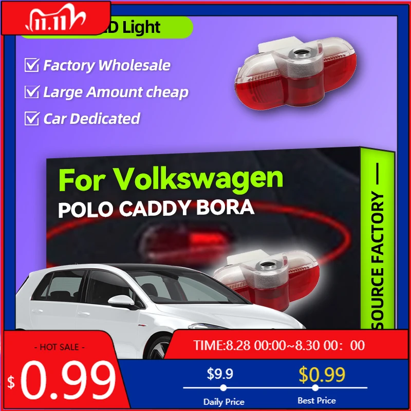 

2026 New For VW VOLKSWAGEN 2Pcs For VW Polo Caddy Bora Lavida Golf 3 4 MK3 MK4 Beetle Jetta Touran LED Car Door Light Bulbs Inte