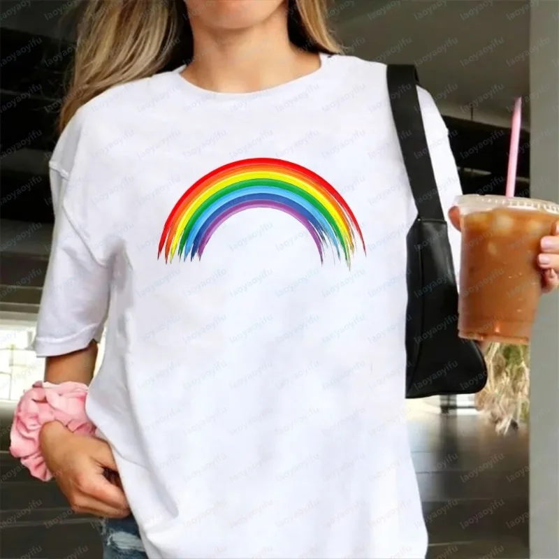 Pride Rainbow Flag LGBT Gay Lesbian T-Shirt LGBTQ+ Equality Women Tees Fashion Harajuku Streetwear Tshirt High Grade Cotton Tops