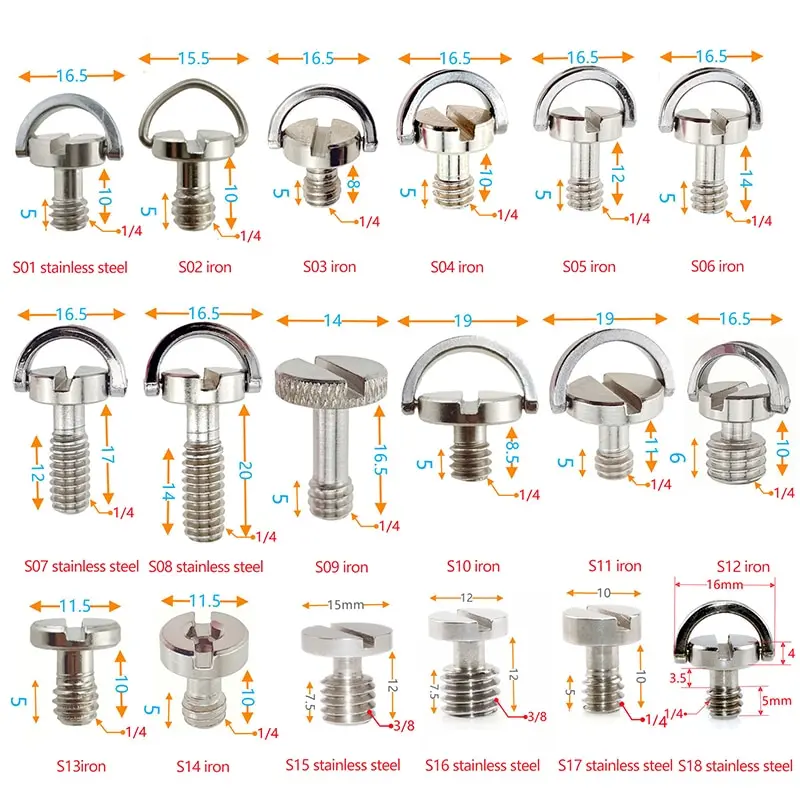 1/4 Inch D-ring Camera Mount Screw Quick Release Plate Adapter Screw For Tripod Monopod Ballhead Dslr Photo Photography Fixed