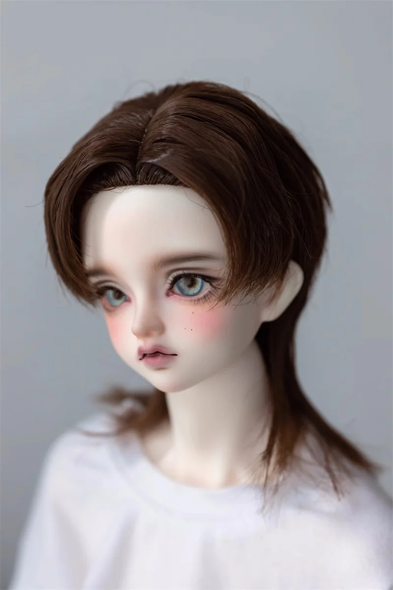 Bjd boneca peruca brinquedos 1/3 1/4 meninas menino leite onda de seda mid-split penteado plano cúspide lobo cauda estilo peruca de cabelo boneca acessórios xc