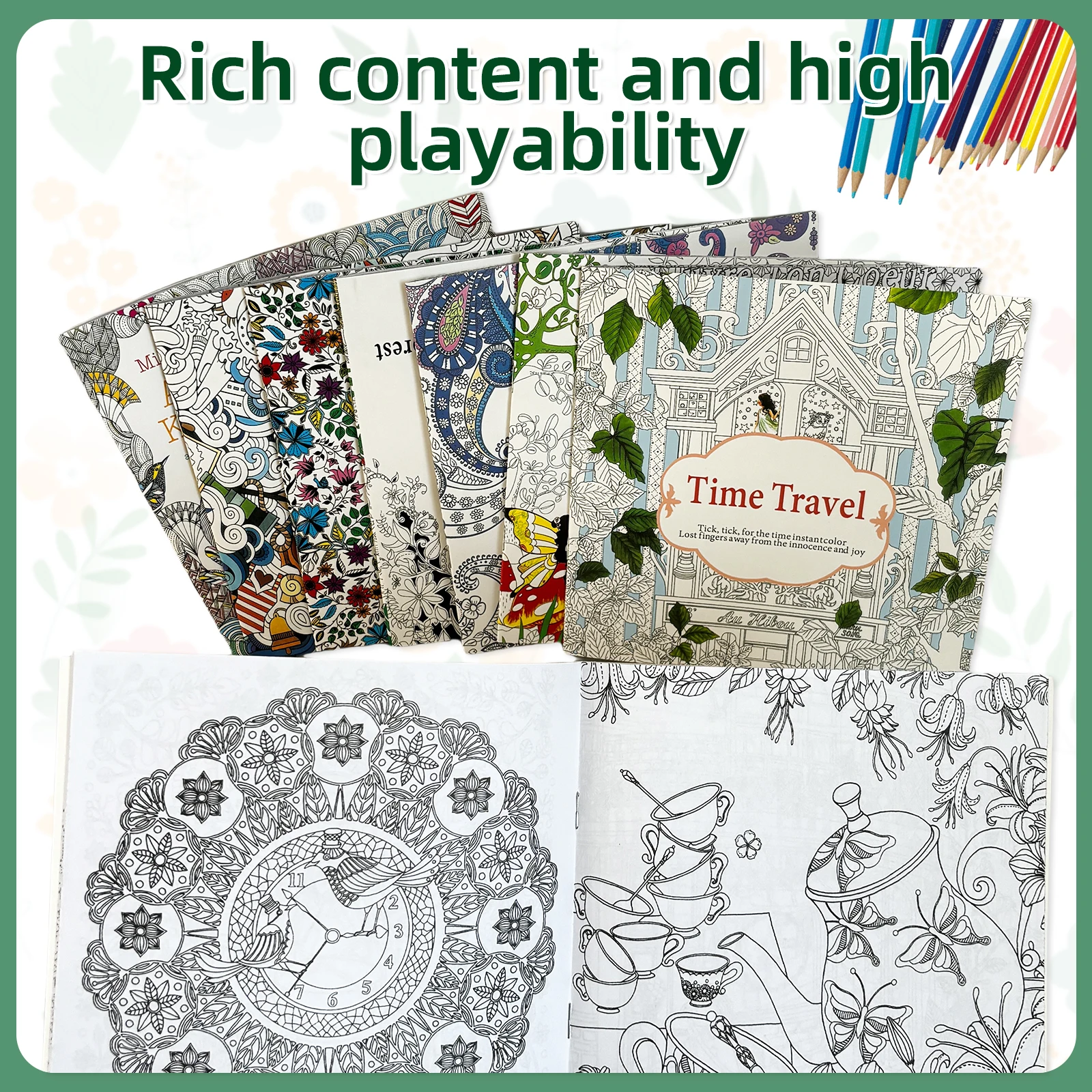 1 Set of 8 Adult Advanced Coloring Books Concentration Improvement Highly Difficult Patterns Free Play Fashion Gifts