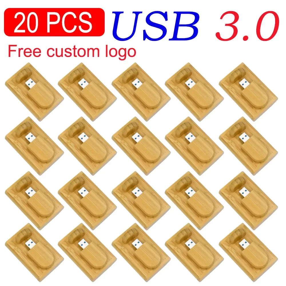 20 pz/lotto Logo Libero Chiavetta USB Ad Alta Velocità 3.0 Chiavetta USB in Legno di Bambù 4 GB 8 GB 16 GB 32 GB 64 GB 128 GB Pen Drive Regali U Disco