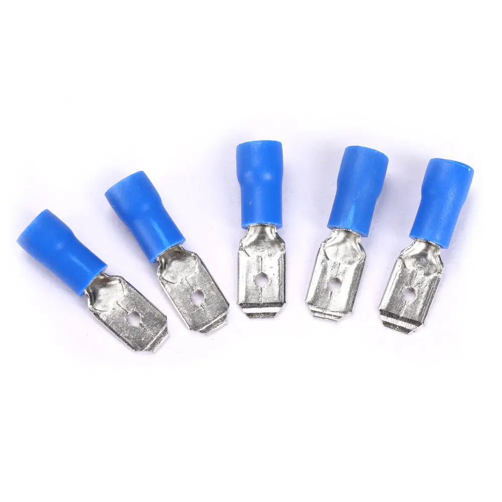 Blue Crimp Terminals Parts Attachment Female Insulated Cable Copper Spade Wire Connectors PVC 15A High Quality