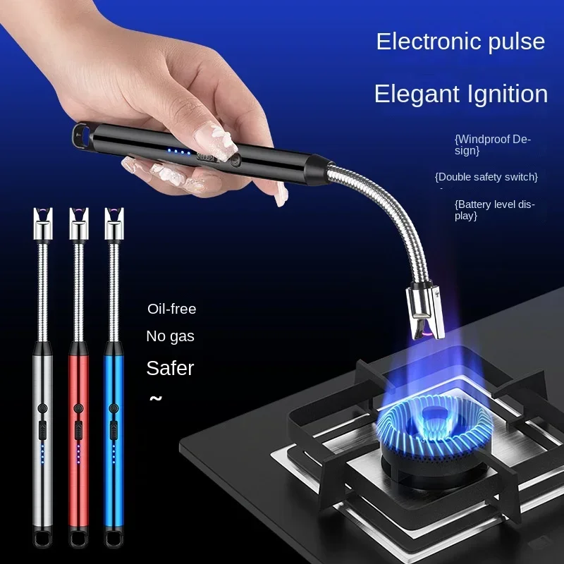 Pistolet à feu arc-en-ciel avec tuyau métallique de type C, briquet aste USB coupe-vent, éclairage de périphérie, bougie, poêle d'éclairage, ensemble de fumage de table, 2024