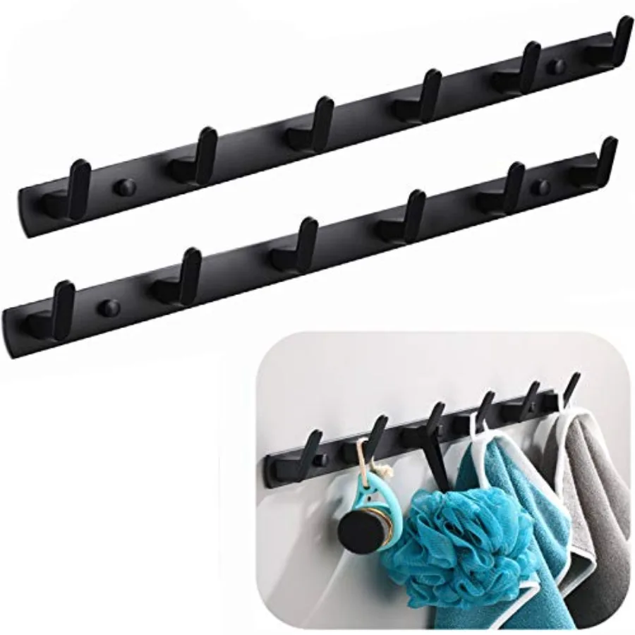 

Wall Mounted Coat Racks with Hanging Holder Towel Rack 21."x1.3" Modern Black Hanging for Clothes Entryway Bathroom (2 Packs
