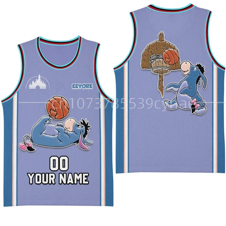 New Disney Eeyore Basketball Jersey New Mesh Casual Sports Tank Top Free Custom Name Number Jersey