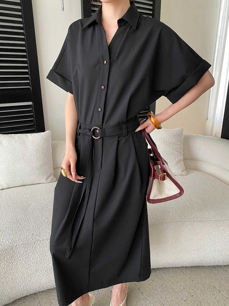 Frühlings- und Sommerkleid für Damen, lässig, einfarbig, bequem, tailliert, figurbetont. – Detail 5