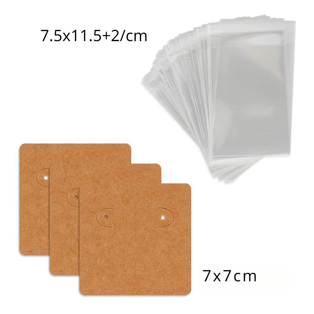 50 pcs 7x7cm quadratische Ohrring Schmuck Display Kraft papier Karte mit oder ohne Taschen Großhandel Verpackung offiziellen Geschäfts lieferanten