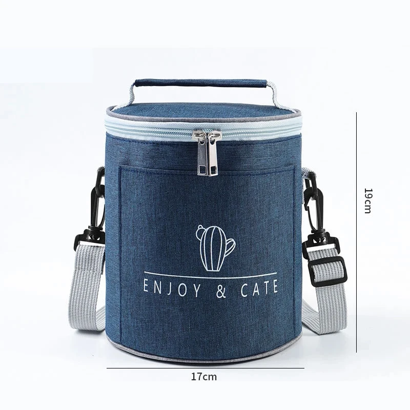 New Circular Lunch Bag Portabl Food Thermal Box Thickened Aluminum Foil Insulation Bag Durable Waterproof Office Cooler Lunchbox