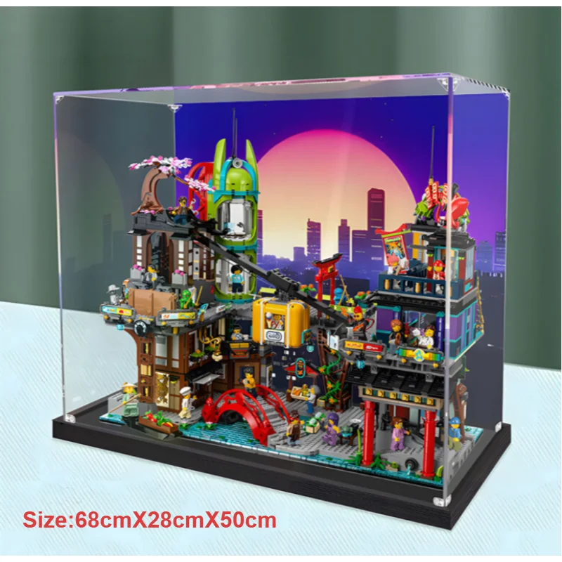 Applicable to Lego 71799 Ninja City Market Acrylic Display Box - Transparent Dustproof Storage Box(Excluding Lego sets)