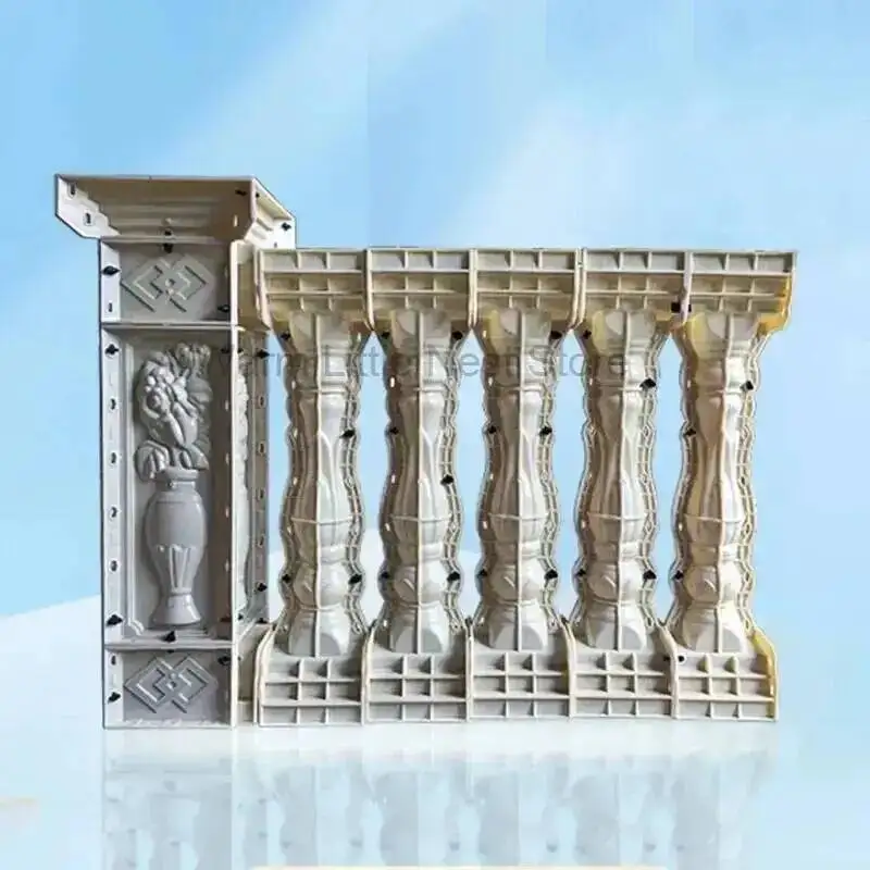 European Mold Roman Style ABS Column Villa Balcony Garden Fence Mold Cast-in-place Cement Outdoor Guardrail Vase Column Molds