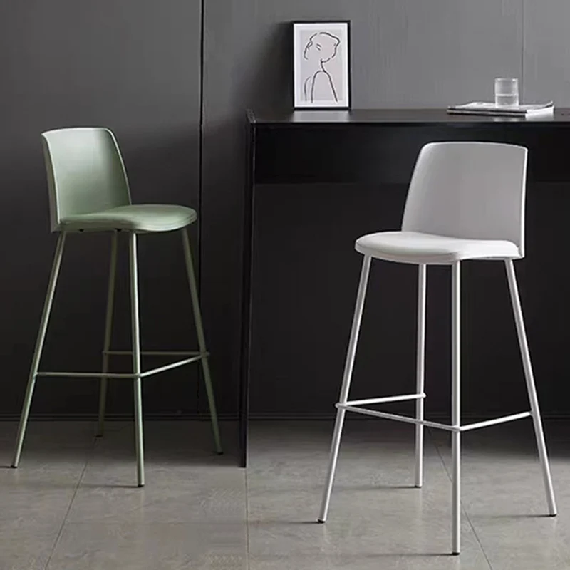 

Modern Minimalist Bar Chair Italian Bar Casual Backrest High Stool Nordic Kitchen Plastic Luxury Home Use Furniture