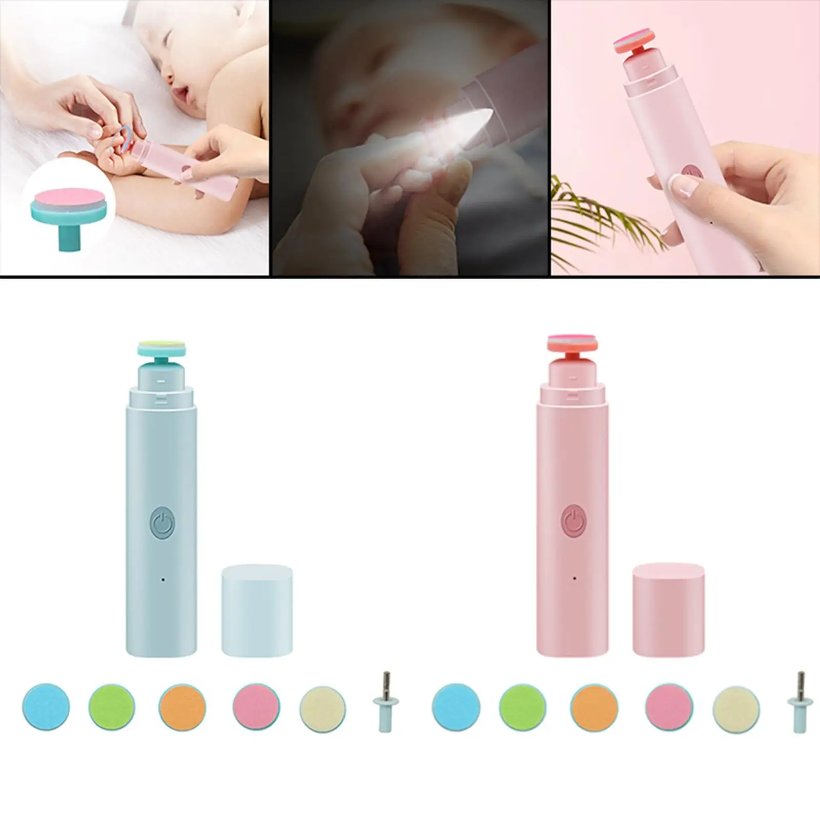 Nail File Drill for Baby, Polish 6 in 1 Manicure Care Grooming Cutter Nail mer, for Kids Adults Newborn.