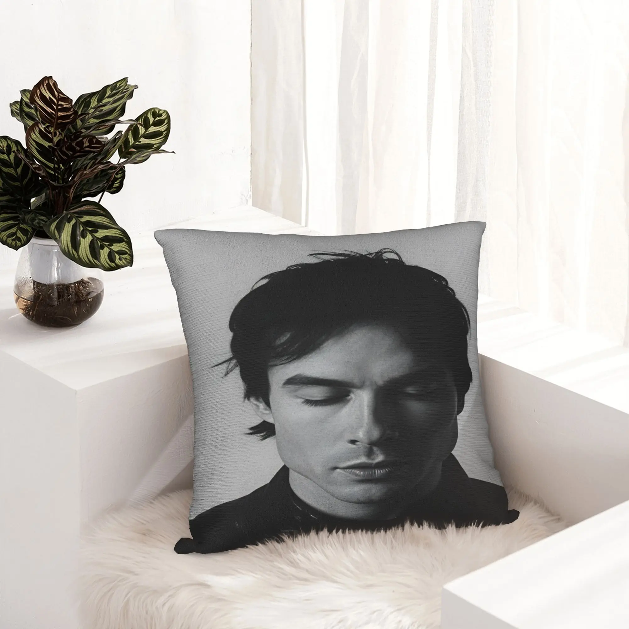 VIKAMA Vampire Diaries Damon Portrait Pillow Case  Vintage Pillow Cover Comfy Pillowcases For Sofa Car Home Decor