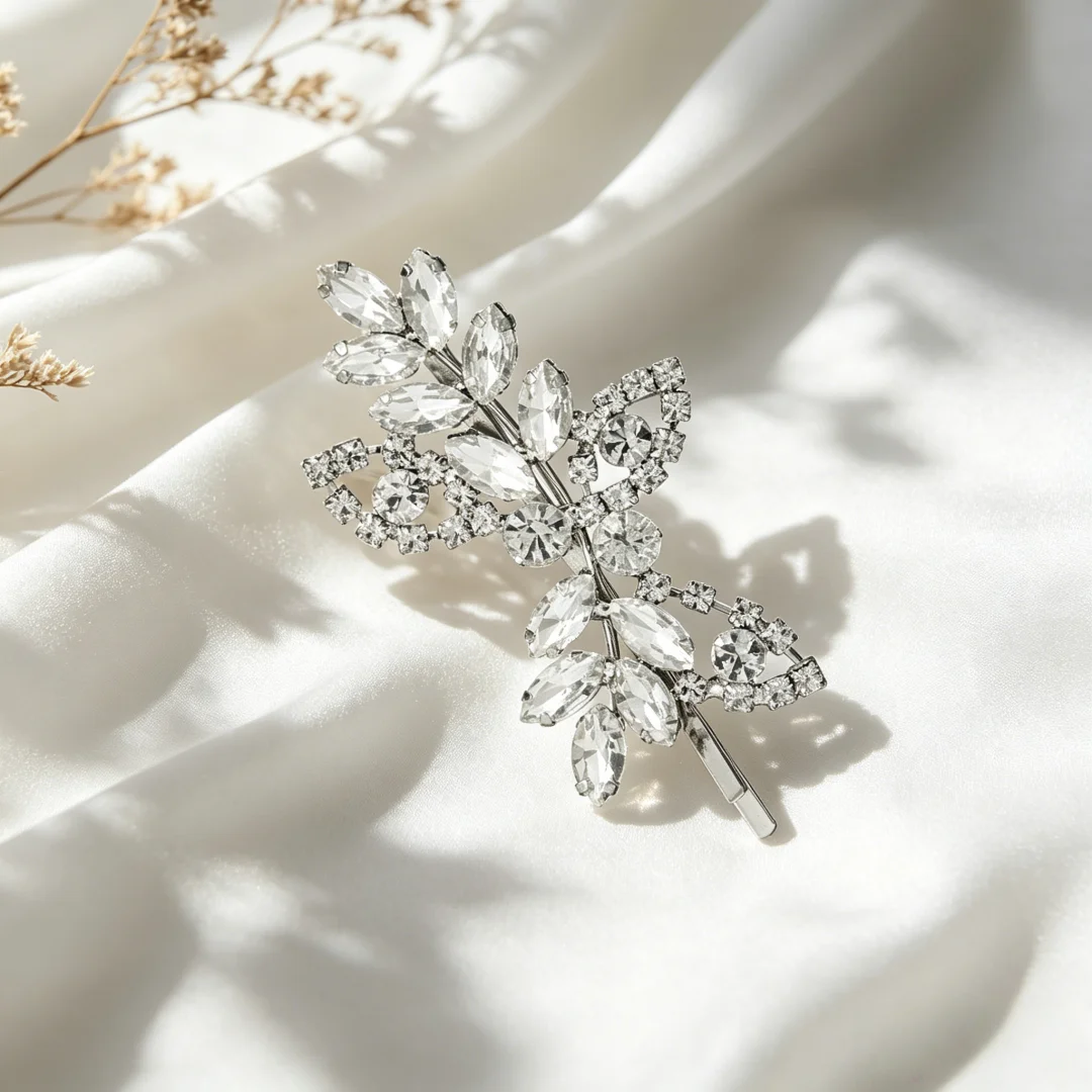 1pc Bride Wedding Side Hair Clip Women Daily Use One-Side Snap Clip Crystal Bridal Hair Accessories Party Engagement Hairpin image 4