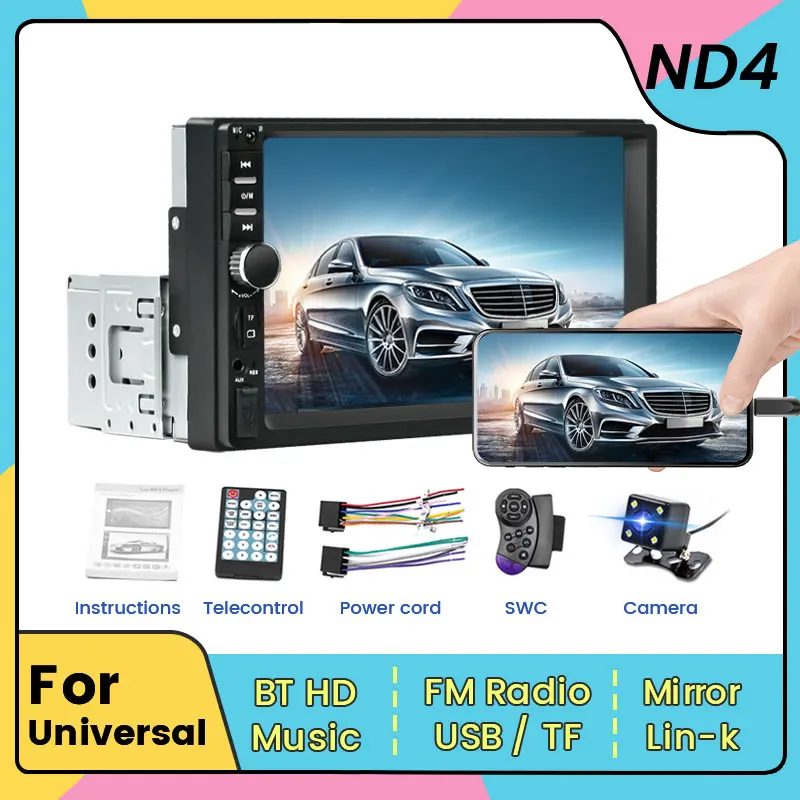 Автомобильный мультимедийный плеер Navifly ND4 с 7-дюймовым экраном MP5-плеер с поддержкой GPS Wi-Fi SWC USB TF FM-камеры и м...