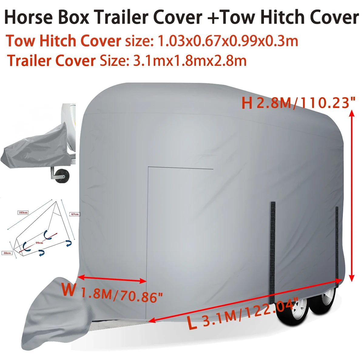 210D Horse Float Trailer Cover & Trekhaakafdekking Waterdichte zonwering UV-bestendig