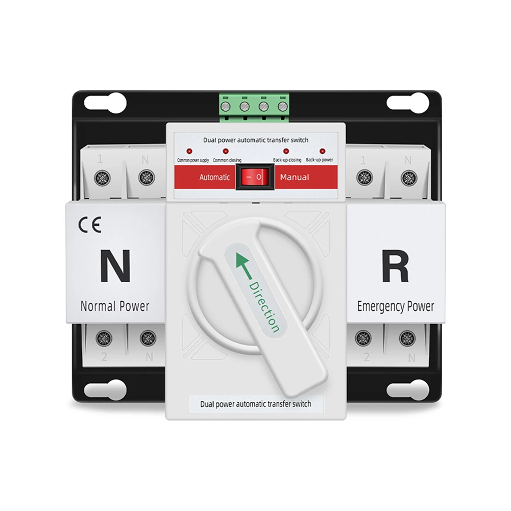 Dual Power 2P 63A Automatic Transfer Switch AC 230V for ATS with Manual Operation and Overload Safety Protection