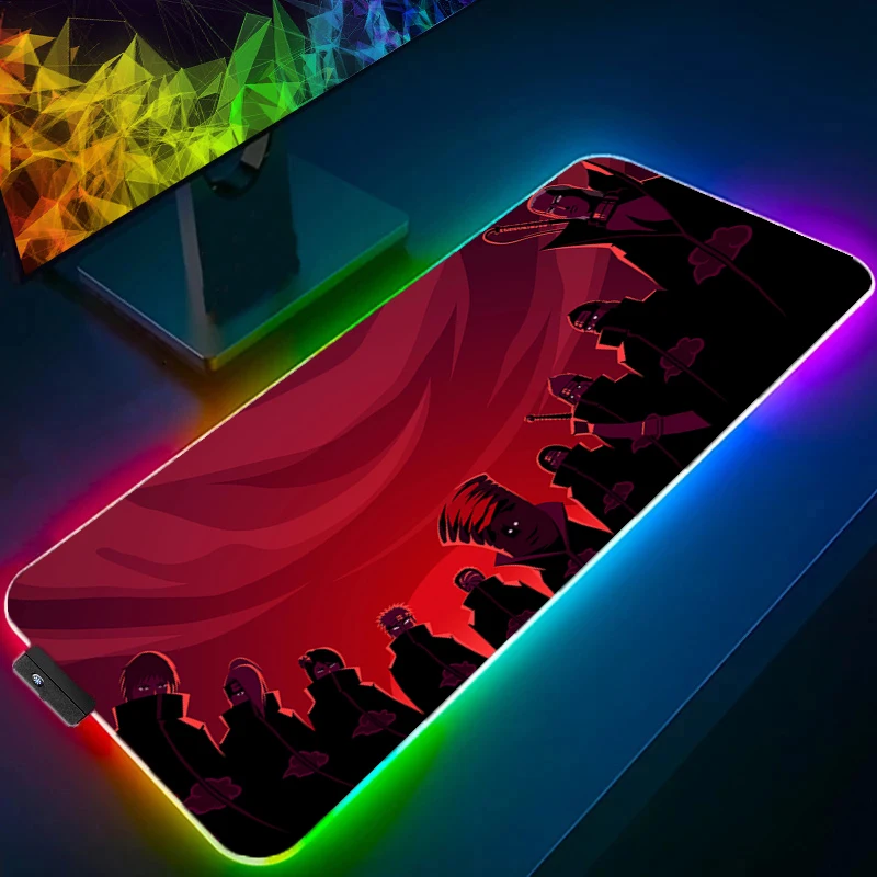 

NARUTO Computer Mouse Pad LED Gamer Mouse Pads Gaming Mousepad XXL Desk Mause Pad RGB Keyboard Anime game Mouse Backlight Carpet