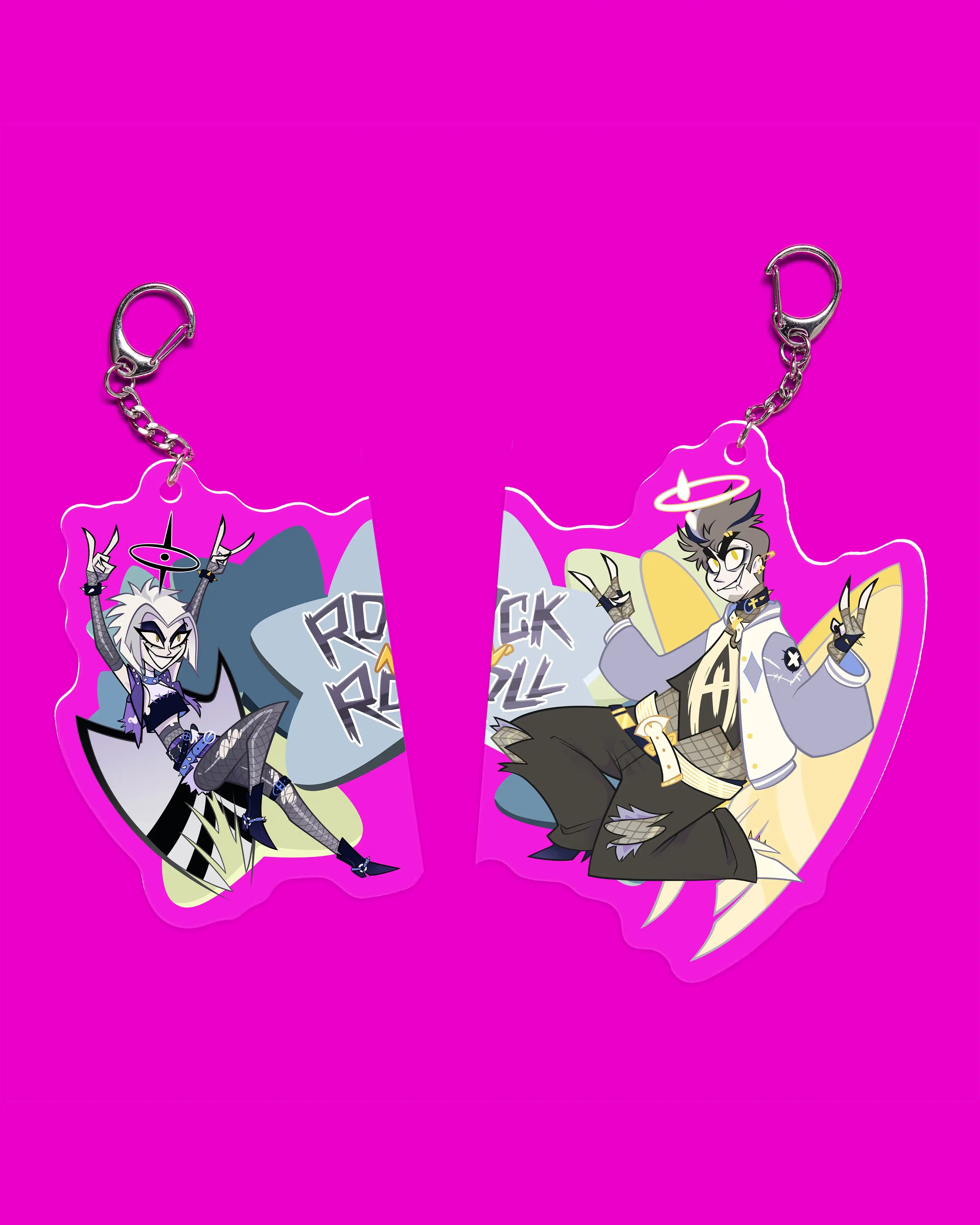 Hazbin Hotel Adam Lute Alastor Rosie Angel Dust Cherri Valentino Velvette BFF Acryl Anime Best Friends Forever Schlüsselanhänger – Detail 2