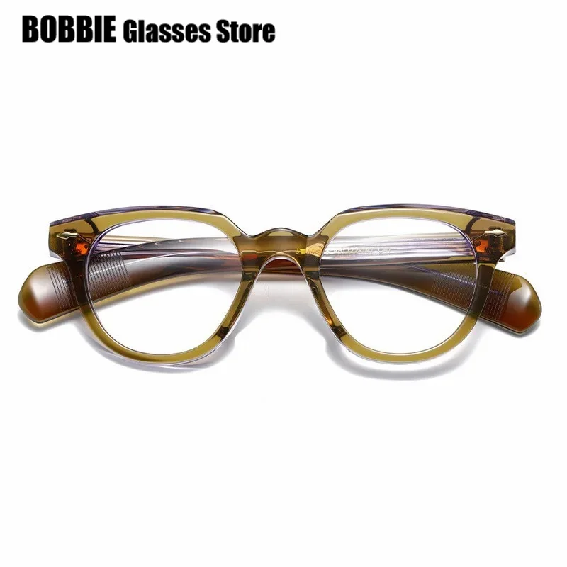 Vintage Acetate Glasses Frame Men Women Eyeglasses Polygon Spectacles Decorative Glasses NO Makeup 2024 New Fashion Brand Design