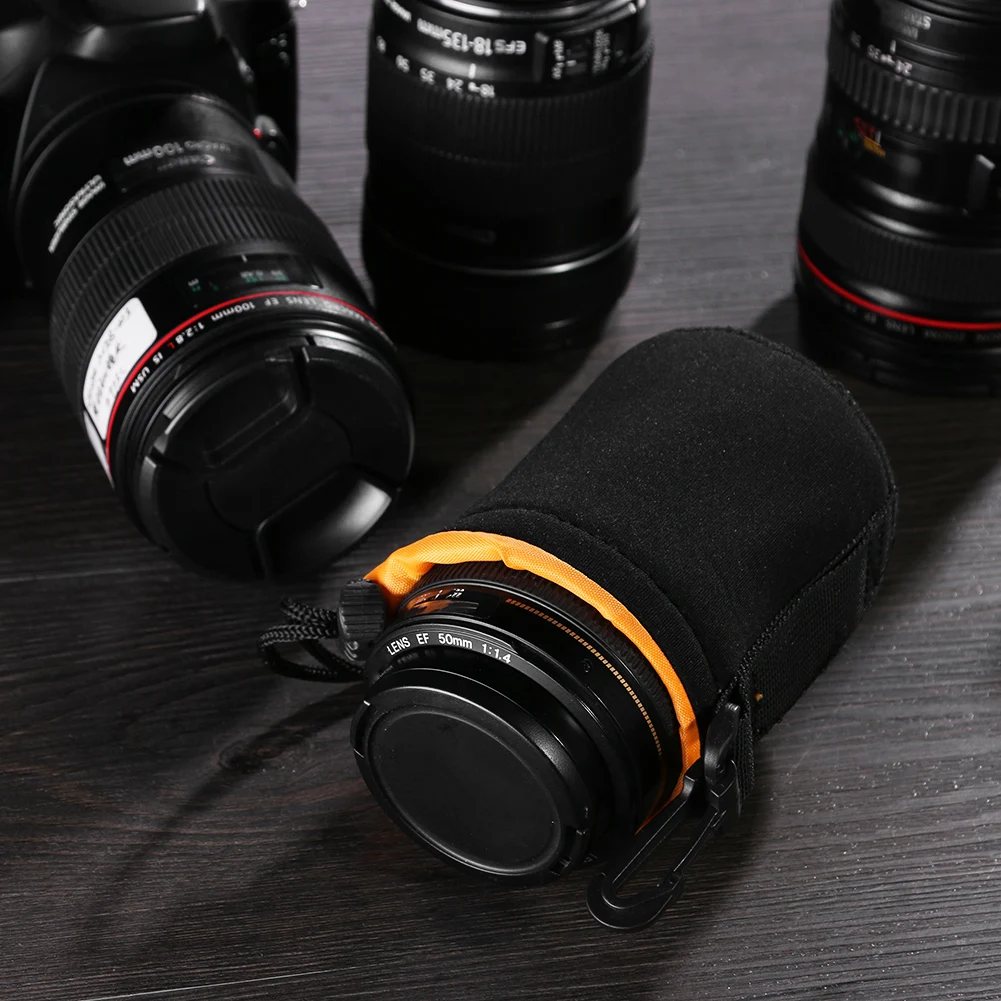 Waterproof Soft Neoprene Camera Lens Pouch Bag Drawstring Protector Case view 3